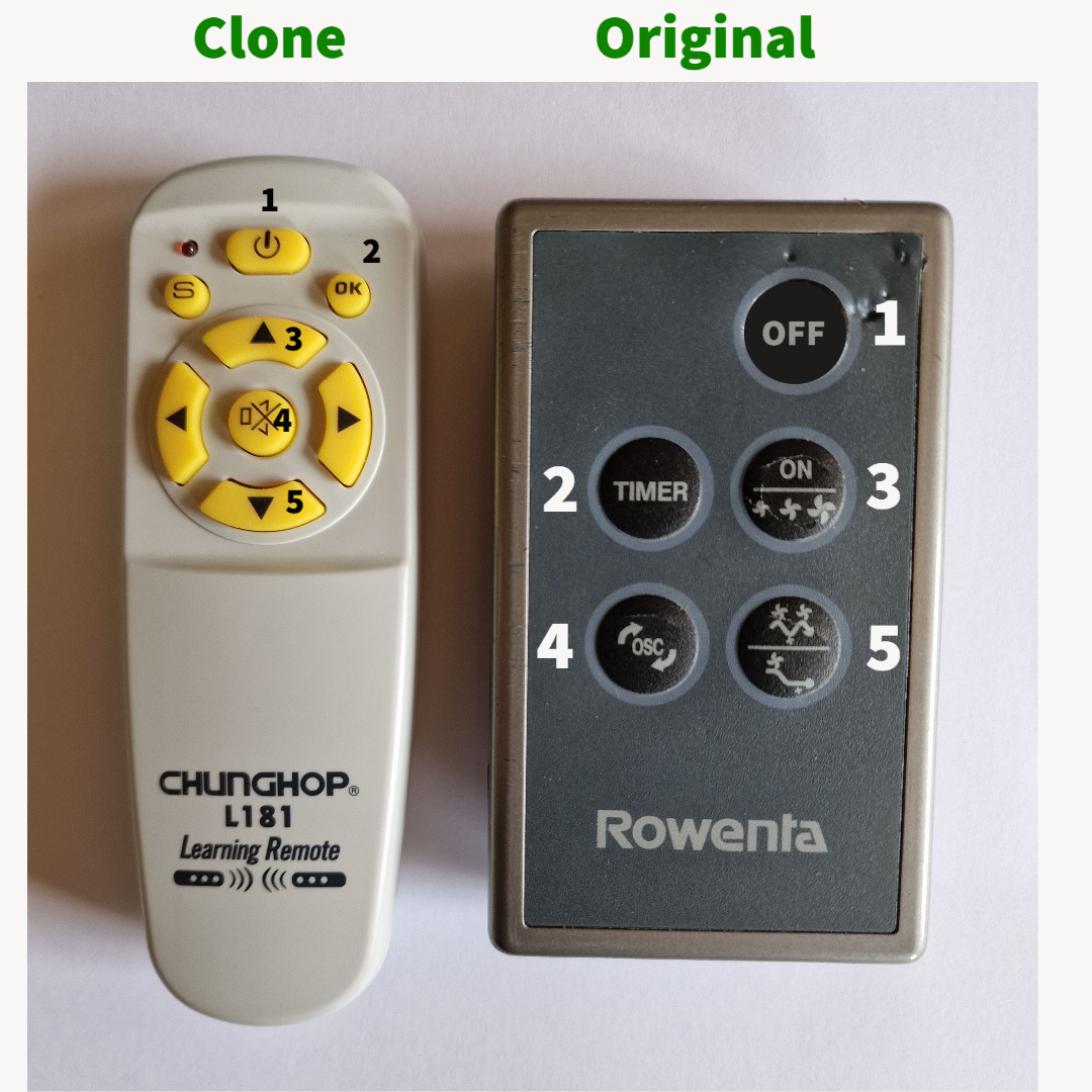 Rowenta Pedestal Fan Replacement Clone Remote Control Remote Shop