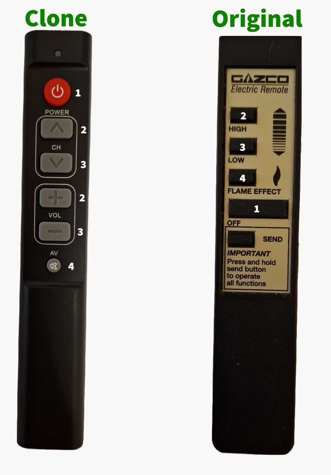 Gazco Electric Remote (Silver Label) Replacement Clone Remote Control